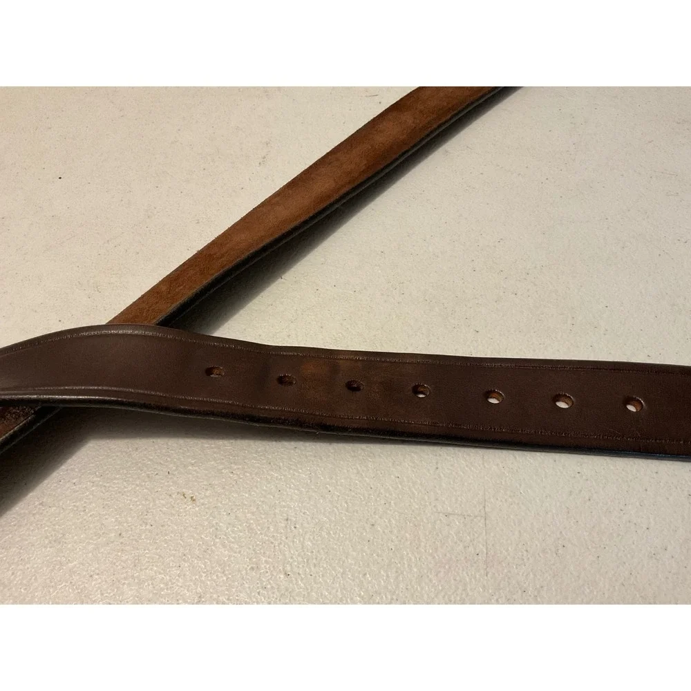 Orvis Gauge Brass Shotgun Shell BrownLeather Belt Men LG USA Made